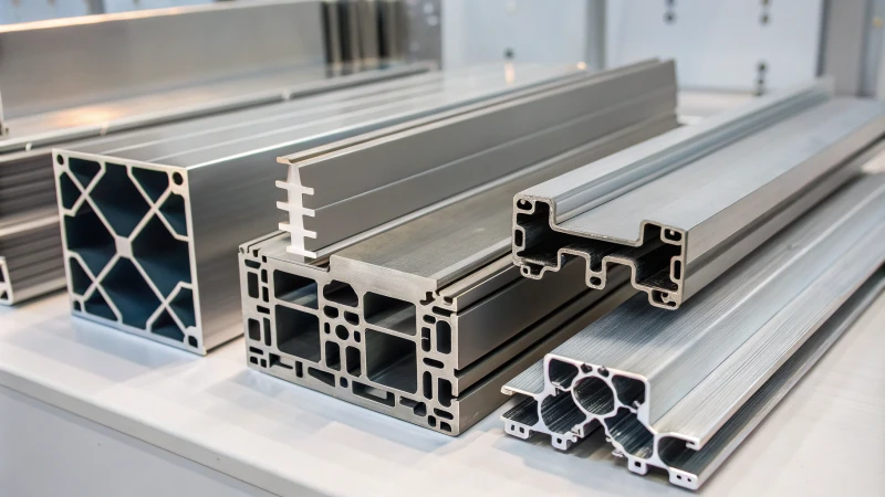 Close-up of aluminum profiles for transportation hubs