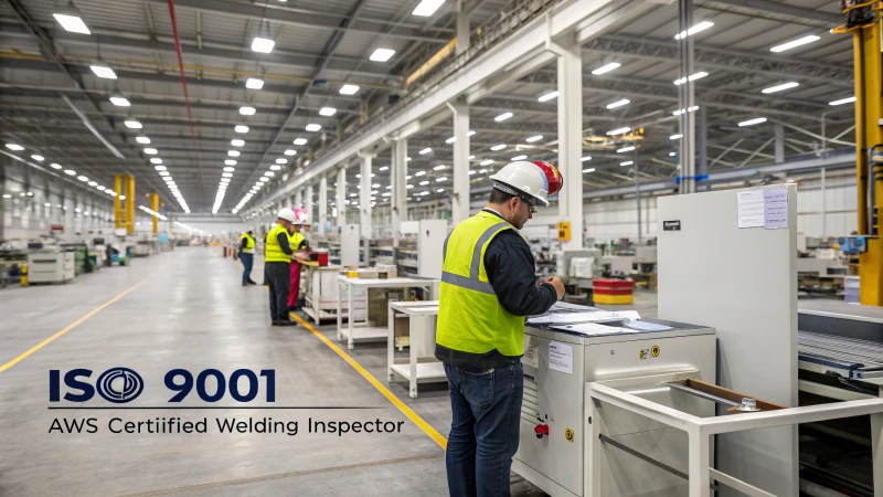 Industrial aluminum manufacturing facility with safety equipment and certification documents