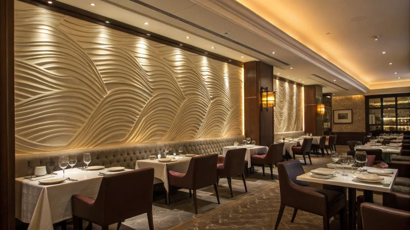 Interior of a luxurious high-end restaurant with elegant design features.