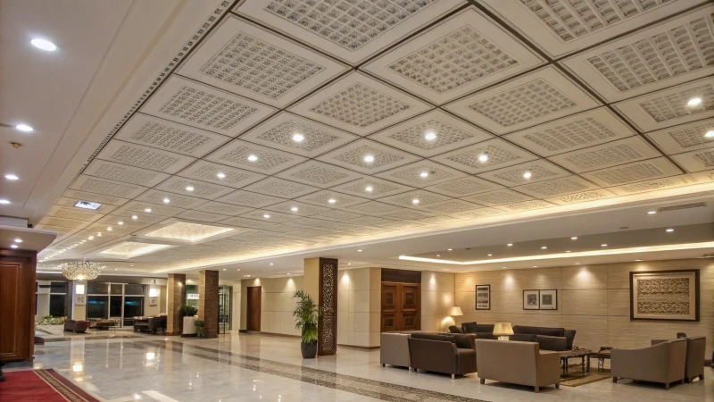 Modern interior space with various ceiling styles