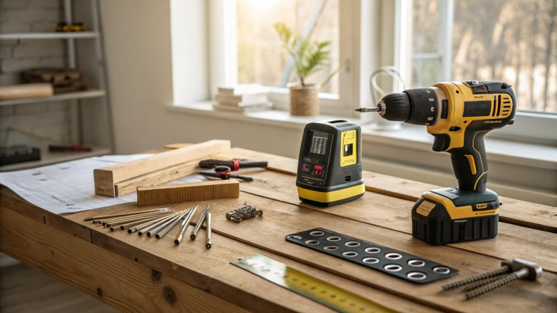 A well-lit workspace with installation tools