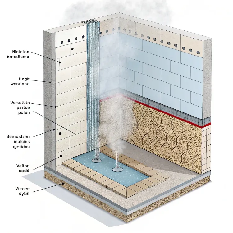 Cross-section of wall insulation layers