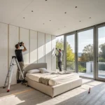 Installing modern wall panels in bedroom